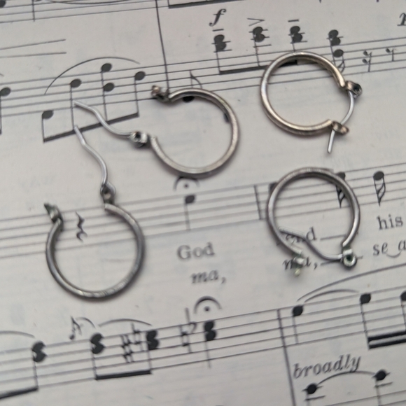 Silver Hoop Earrings Set - Picture 4 of 7